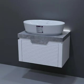 ست کابینت و روشویی طرح بامبو رویه بتنی 40*60